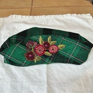 April Cornell Green Plaid Floral Hat